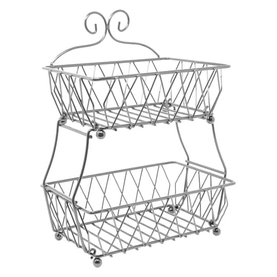 Sorbus 16" 2-Tier Wire Basket Stand